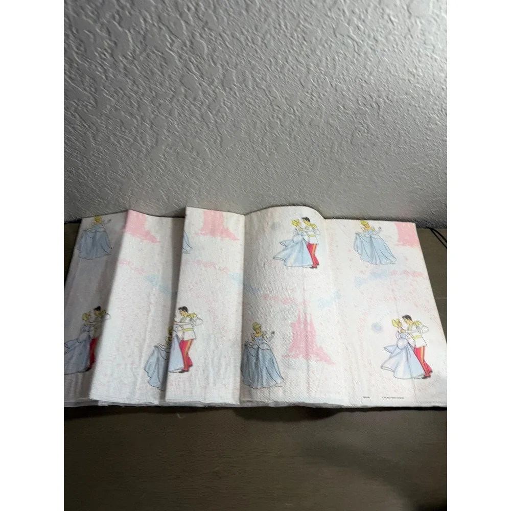 Vintage Disney Cinderella Paper‎ Tablecloth Beacho Walt Disney Co 52x88 Retro